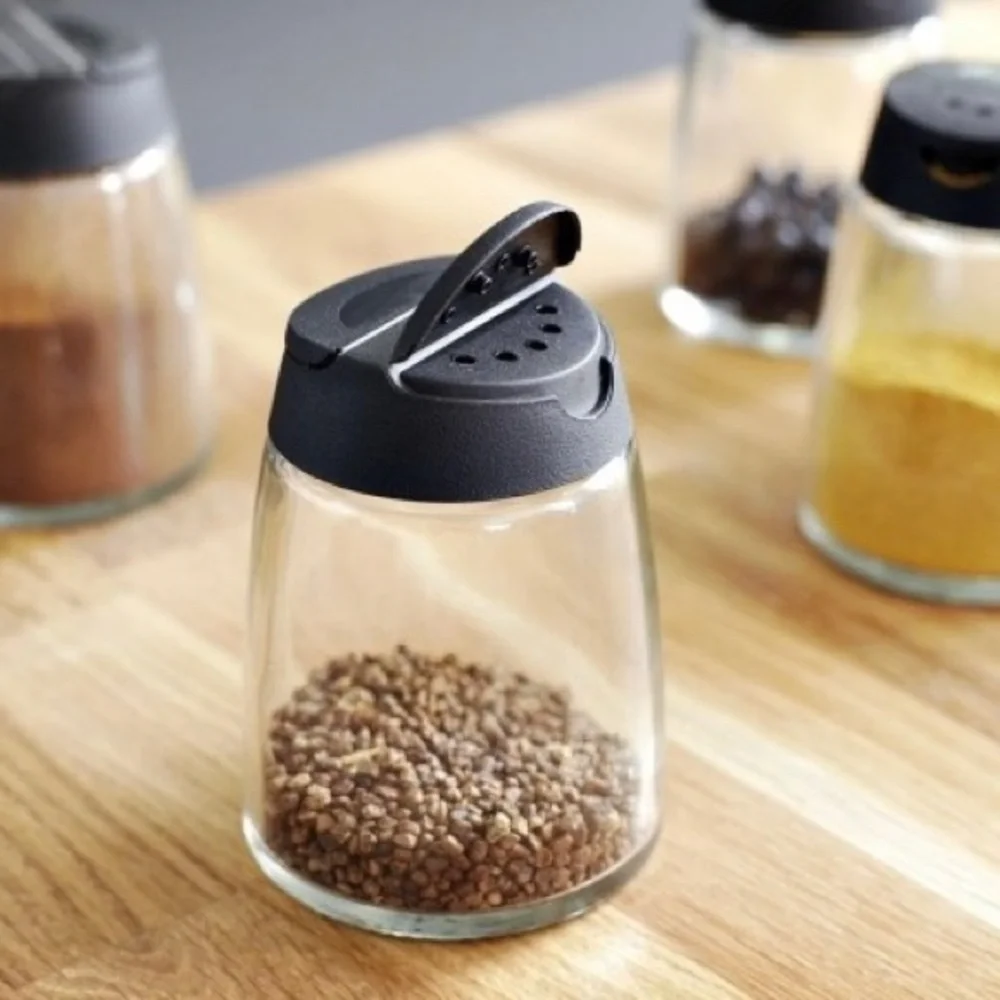 Glass 5oz Spice Jar with Black Lid
